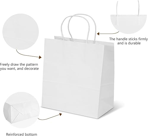 Miniatura 8 de TOWRAP Bolsas de papel kraft 25 piezas de 11 x 5.9 x 11 pulgadas, bolsas de regalo marrones con asas a granel, bolsas de fiesta, bolsas de compras,