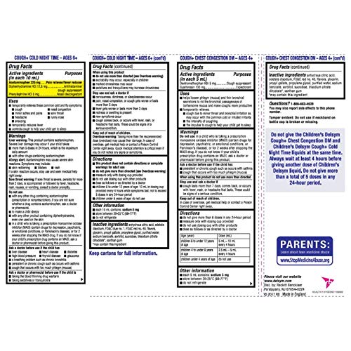 Delsym Children's Cough + Chest Congestion Day & Night Cold Liquid, Cherry & Berry, 8 Oz #TOP1