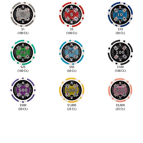 Mbgbrybelly Ace Casino Poker Chip Set In Acrylic Carry Case - Holo Inlay Heavyweight 14-Gram Casino Quality Poker Chips - Display And Transport Your Collection - Heavy-Duty Protection (600 Ct.) #TOP3