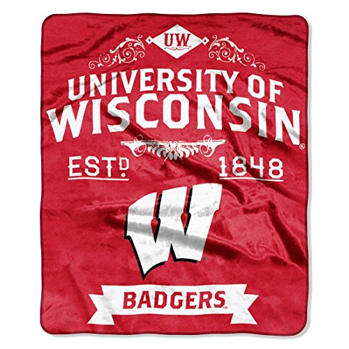 Northwest NCAA Wisconsin Badgers Unisex-Adult Raschel Throw Blanket, 50