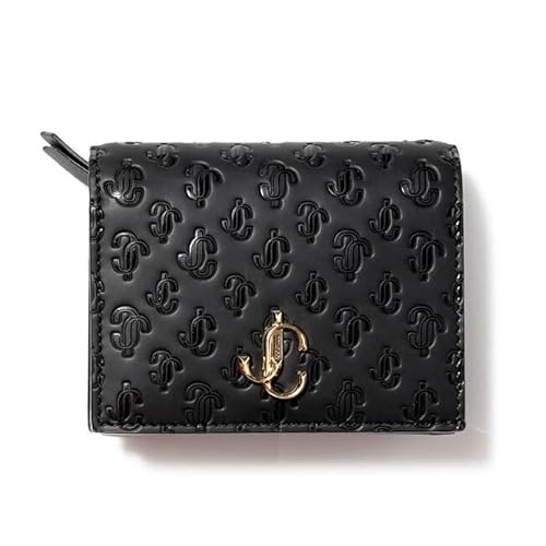 [ジミーチュウ] レディース 財布 二つ折り ブラック 黒 HANNE JC LOGO PATTERN W/JC PIECE [並行輸入品]