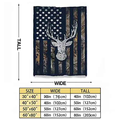 American Flag Blanket American Flag Usa Camo Buck Deer Hunting Throw Blankets Camouflage Throw Blanket For Couch Bed Sofa Decoration 40"X50" #TOP4