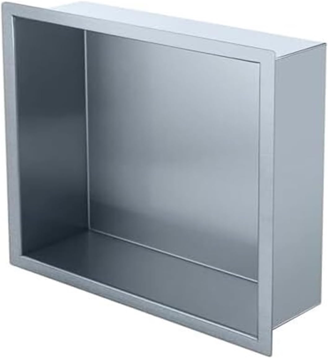 No Tile Shower Niche, Shower Niche, Recessed Shower Storage Stainless Steel Black Grey 12.5x4.9in，Grey 12.5x4.9in