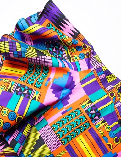 Image of Womens African Vintage Ruffle Trim Sleeve Ankara Tunic Swing Dress