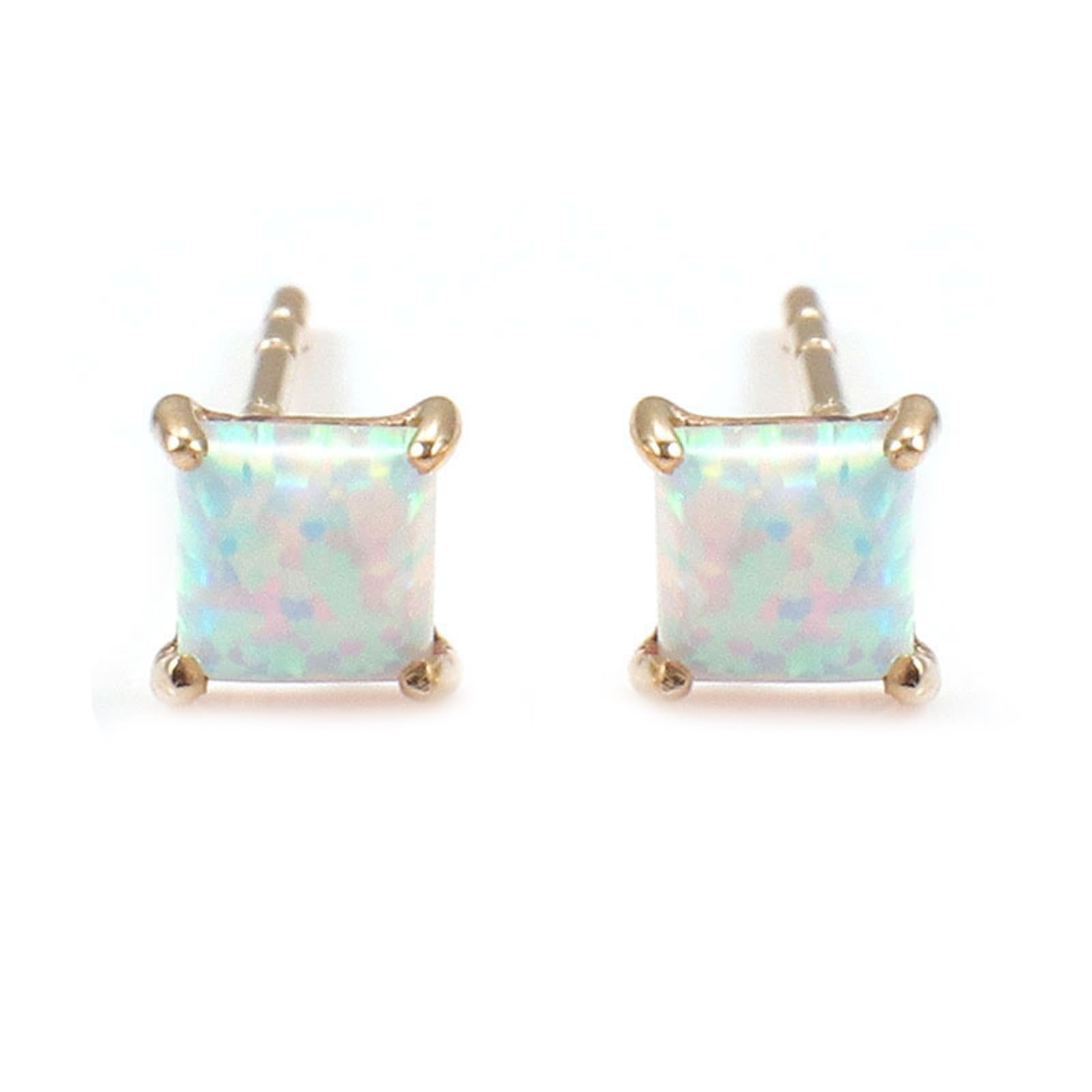 TYKHGFS Ohrringe aus 9-karätigem/14-karätigem/18-karätigem Gold für Damen, einfache hypoallergene Ohrstecker mit Opal-Schmuck