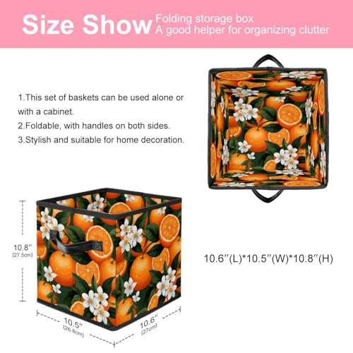 Boîte de rangement linge encombrant solution grand cube pliable orange à fleurs - 3