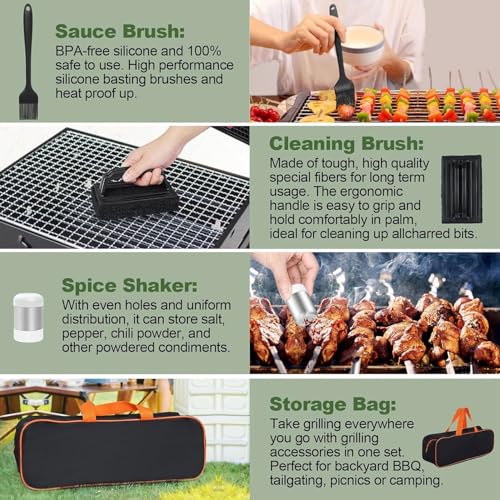 For Him Barbecue Tool Set 140 Piece Stainless Steel Professional Dishwasher Safe Portable Storage Packaging - Image 8