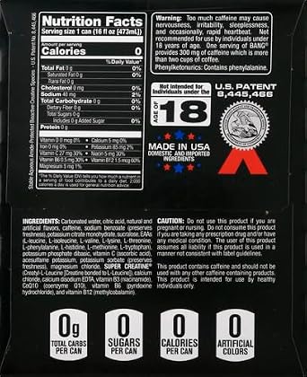 Bang Star Blast Energy Drink, 0 Calories, Sugar Free with Super Creatine, 16oz, 4 Count