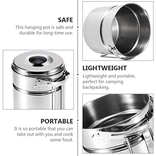 Conjunto de panelas de acampamento de aço inoxidável BESPORTBLE, kit de confusão portátil e leve par