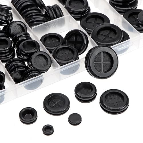 170 Pieces of Rubber gaskets in 7 Sizes, Double-Sided Round Rubber Hole Plug Kits, Used to Protect Cables, Wires, firewalls, Hole Plugs, and Automotive Supplies