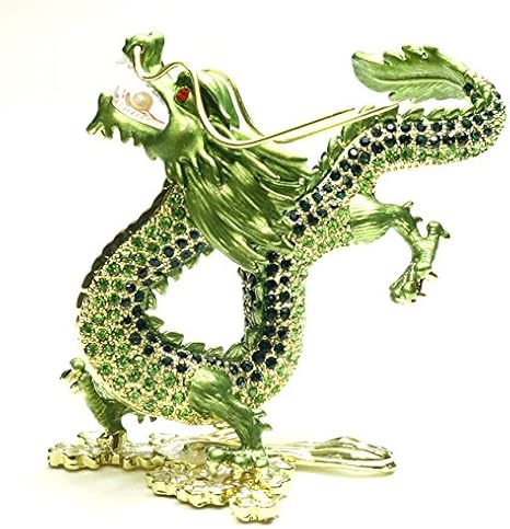 Amazon 風水グッズ 雲の上に乗る願い龍 皇帝龍 緑龍 龍 置物 ラインストーン キラキラ装飾 五本爪龍 竜 辰 風水アイテム 開運グッズ 置物 オブジェ オンライン通販
