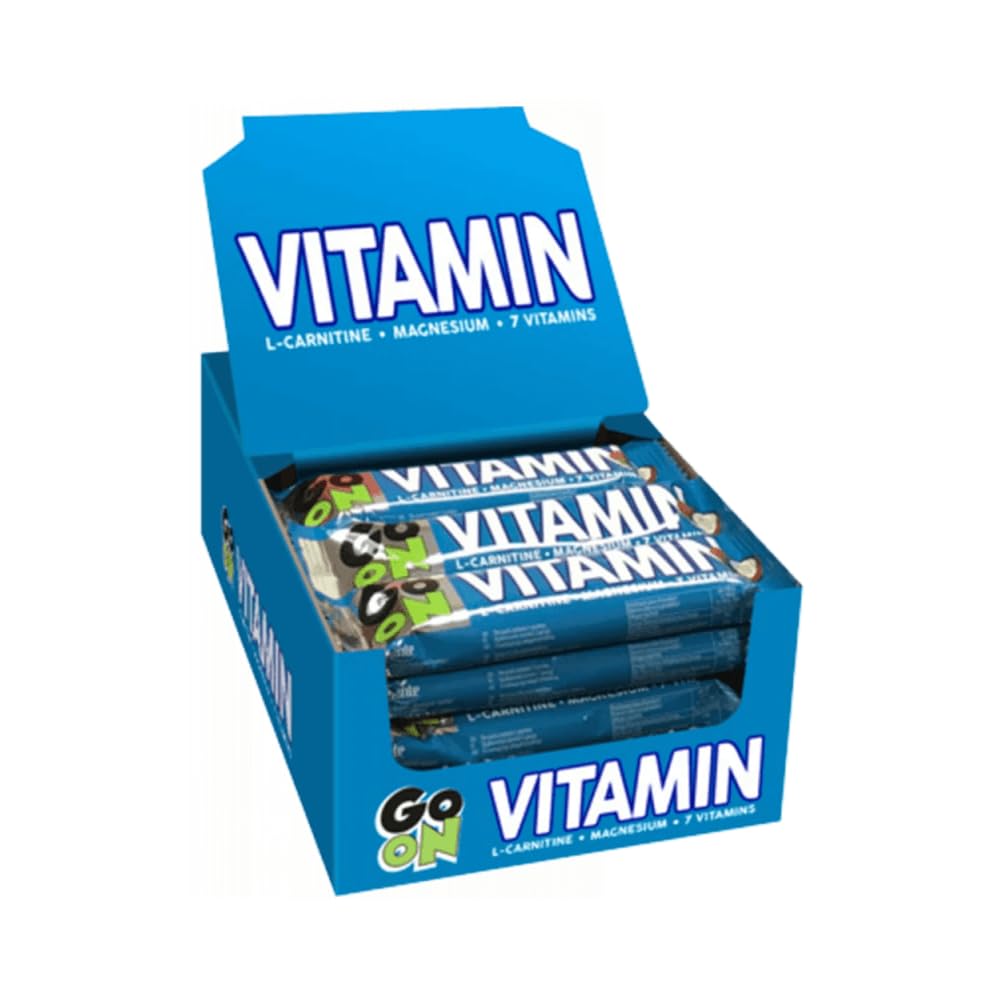 GO ON - Energie-Riegel mit Vitaminen, 24x45g, Nahrhafter Powerbar, Kokosnuss in Milchschokolade, Gesunde Power Snack ohne Palmöl, Energieriegel für Fitness & Sport