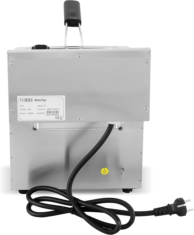 MBH - Friggitrice Elettrica Professionale da Banco 8 Litri in Acciaio Inox, Ideale per Cucine Professionali di Ristoranti.