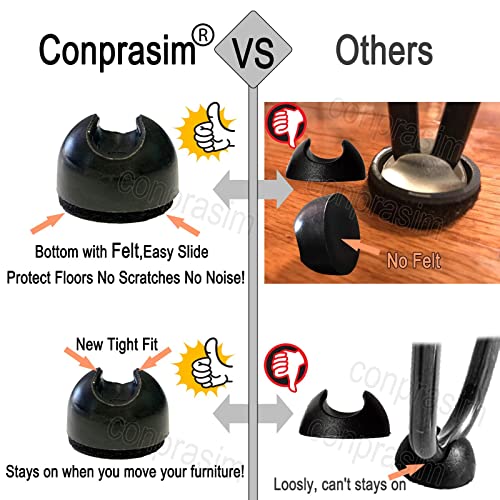 Hairpin Legs Floor Protectors With Felt Pads New Tight Fit For 3/8" To 2/5" Metal Rods,4Pcs Rubber Feet Floor Protectors For Hairpin Leg,Furniture Chair Desk Leg Caps Coffee Table Legs Covers (Black) #TOP1