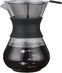 Passador De Café Vidro E Coador Inox 400ml Alça Silicone