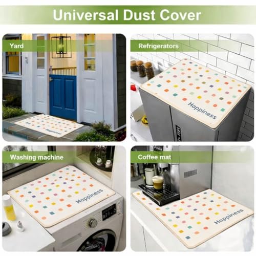Image of Homecloud Non-Slip Washing Machine Mat - Durable Waterproof Protective Cover for Washer & Dryer, Dust-Resistant Mat Ideal for Laundry Room & Kitchen Appliances | 60x60cm (Happiness Cream)