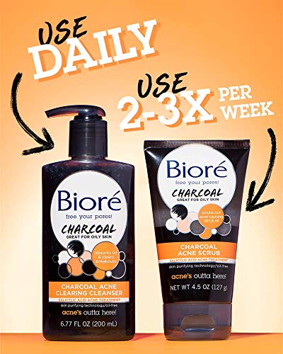 BiorÃ© Charcoal Acne Face Scrub, with 1% Salicylic Acid and Natural Charcoal, Helps Prevent Breakouts and Absorb Oil for Deep Pore Cleansing, 4.5 Ounce (HSA/FSA Approved)