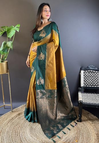 Image of SGF11- Women's Kanjivaram Woven Soft Silk Saree With Blouse Piece