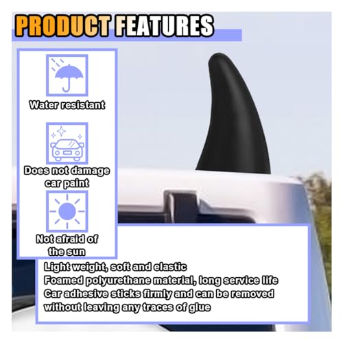 Image of 2 PCS 3D Devil Horn Sticker, Car Roof Bumper Decoration, 4.3 Inch Elasticity Anti Collision Protector Sticker, Car Exterior Accessories for Truck SUV Helmet Motorcycle (Black)