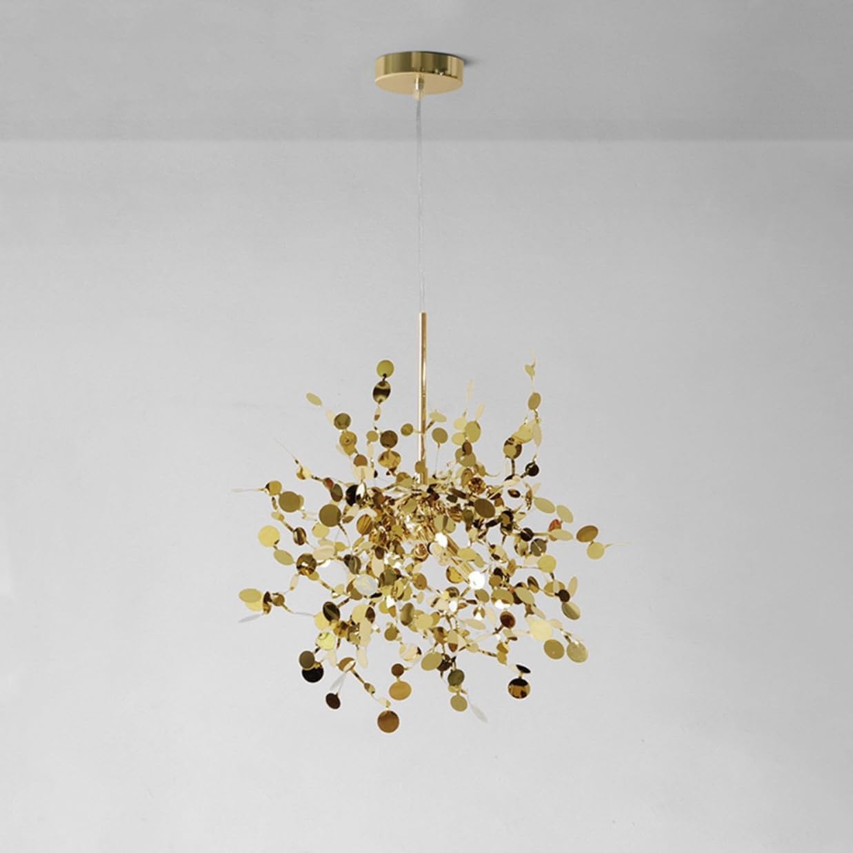 Gold Contemporary Pendant Lights Kitchen Island Modern Dandelion Firework Chandeleir Stainless Steel Pendant Lamp Sputnik Hanging Light for Dining Room Bedroom