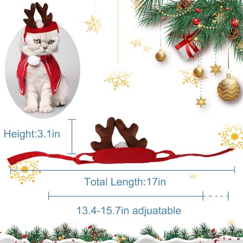 Pets on Safari Tiara de chifres de rena de alce de gato, roupas de Natal para cães e animais de esti