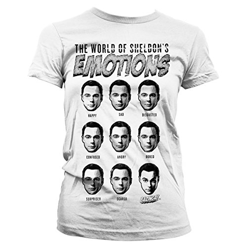 The Big Bang Theory Officially Licensed Sheldons Emotions Women T-Shirt (White) Medium