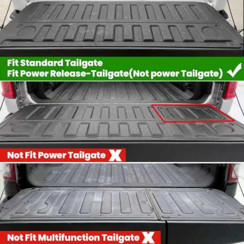 Image of LASFIT Tailgate Mat 2019-2026 for Ram 1500 Standard Tailgate & Power Tailgate-Release (NOT for Classic /Multifunction /Power Tailgate) All Weather TPE Tailgate Protector Liner Replacement Accessories