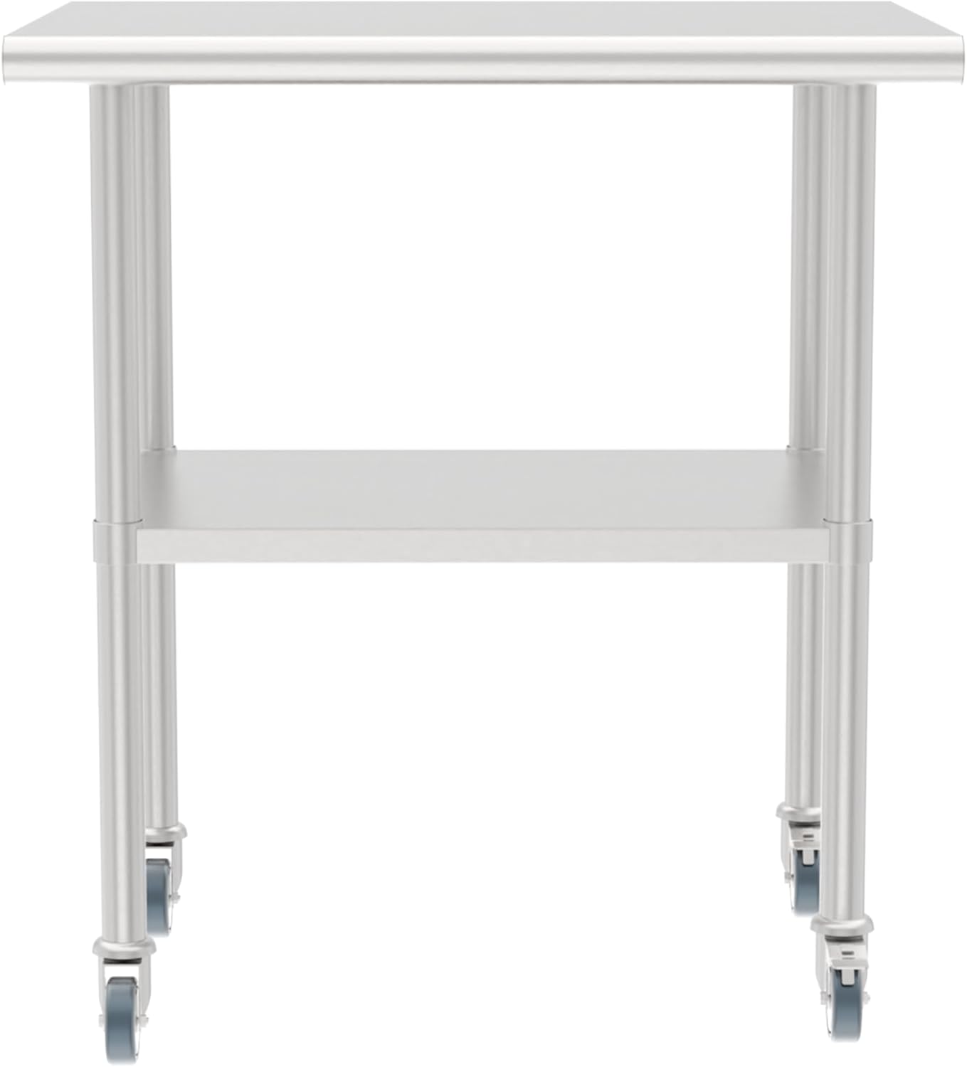 Stainless Steel Work Table with Undershelf and Casters,Flat Top Commercial Prep Table for Kitchen,Restaurant,Garage,Durable,Scratch & Rust Resistant,Easy to Clean (1 Undershelf, 30'')