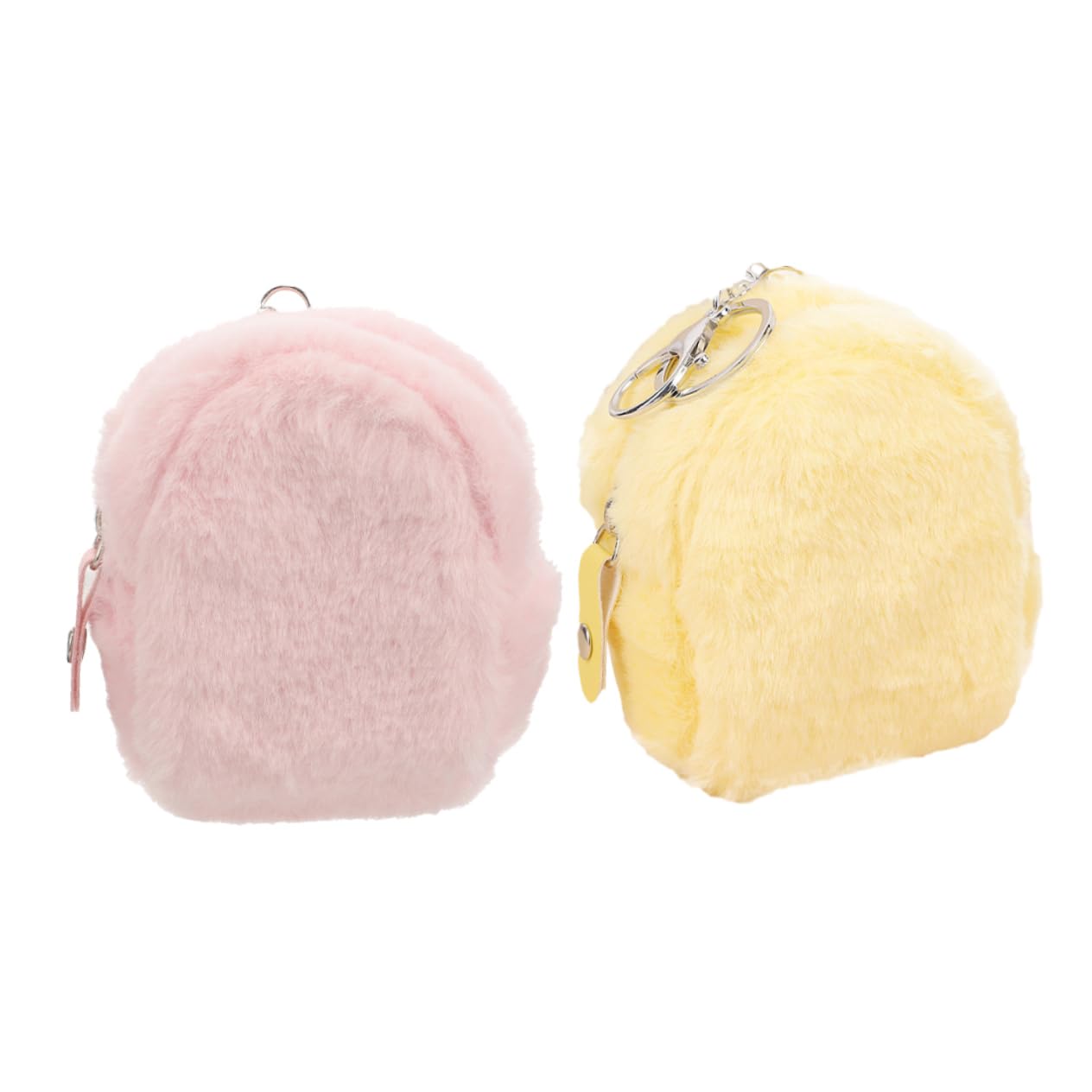 ibasenice 2pcs Mini Plush Coin Purse with Keychain Cute Zipper Pouch for Women Girls Small Bag for Keys Earphones Compact Organiser