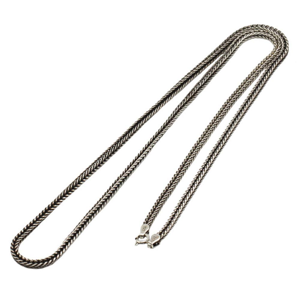 ForFox Schwarz 925 Sterling Silber Fuchsschwanzkette Halskette Schlangenkette Kette ohne Anhänger für Herren Damen 2/3mm