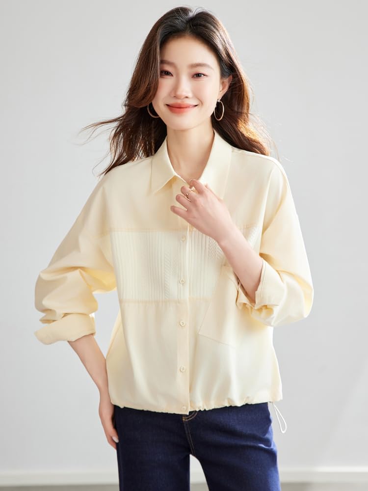 MAFSMJP Womens Button Down Shirt Spring Autumn Women Loose Long Sleeve Knit Blouse for Women