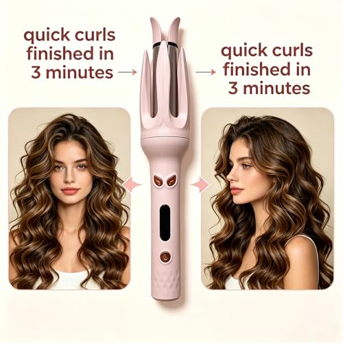 Image of Automatic Rotating Curling Iron, Anti-Tangle Self Hair Curler for All Hair