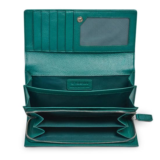 Valentini Portel Damski Portmonetka, Zielony Metallic, 19,5 x 10 cm