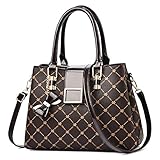 FORRICA Handtaschen Damen Bogen Anhänger Umhängetasche Mode Ahornblatt Henkeltasche Frauen Shopper Tasche PU Leder Schultertasche Braun