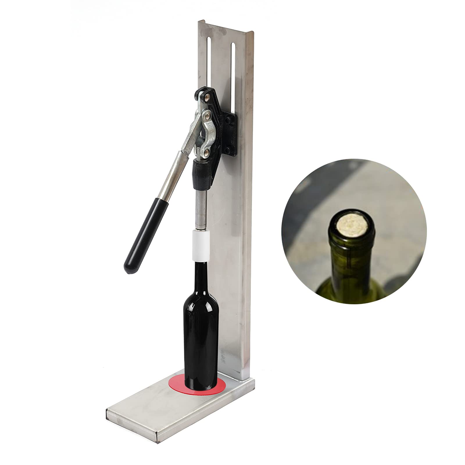 Stainless Steel Hand Corker, Manual Wine bottle Capper Bottle Corking Machine, 2 POM Inserting Stopper Corking Tool for Home Brewing Hotels Party