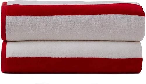 Paquete de 2 toallas de piscina y playa teñidas con hilo de terciopelo Cabaña, tamaño extragrande (32 x 64), superabsorbentes, de secado rápido, 420