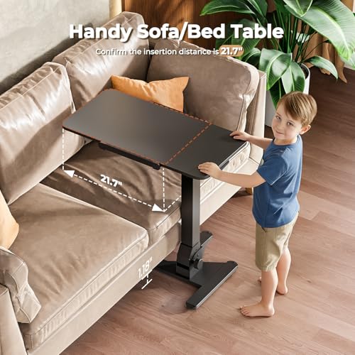 Image of JOY worker Foldable Overbed Bedside Table, 180 Tiltable Mobile Standing Desk with Wheels, 31.5 inch Pneumatic Height Adjustable Rolling Laptop Desk for Home & Hospital Use, Easy Storage, Black