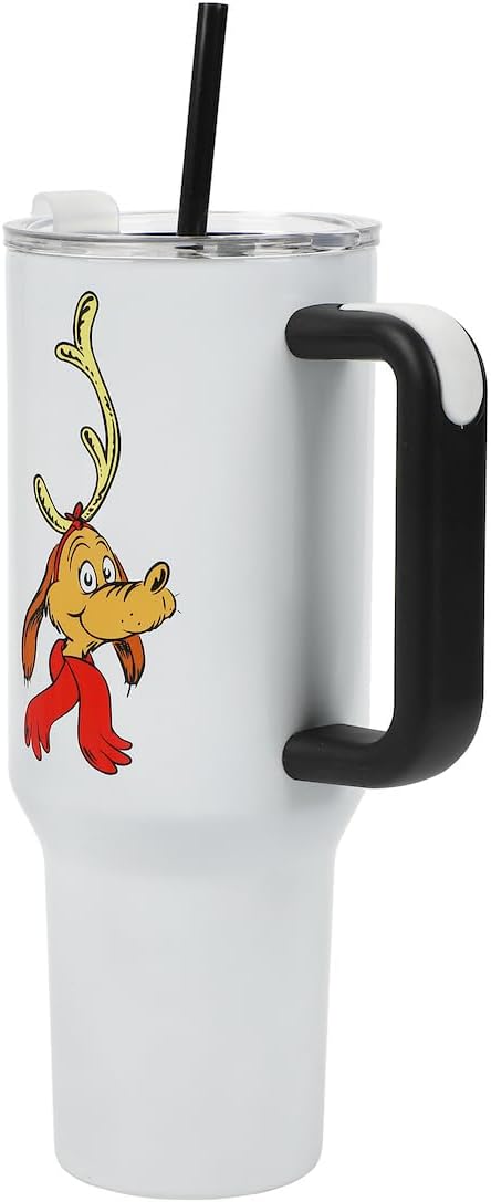Bioworld The Grinch Max 40 Oz White Stainless Steel Tumbler with Handle