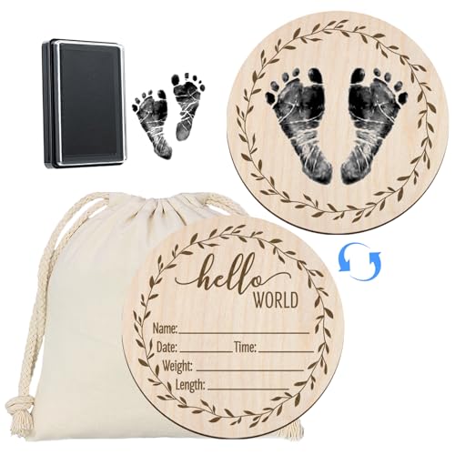 Image of Mayyi Newborn Birth Announcement Sign,Personalized Baby Announcement，Custom Engraved Wooden Baby Name Sign，Newborn Photo Props, Hello World Newborn Announcement for Hospital (BAS 05)