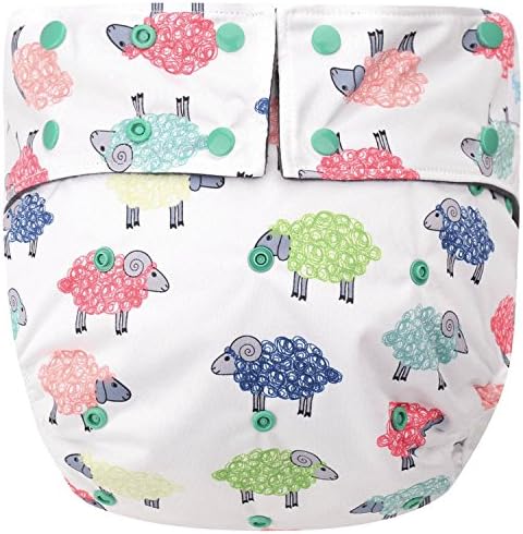 Happy Endings Teen/Adult Stain Resistant Snap Closure Reusable Cloth Diaper Incontinence - Counting Sheep