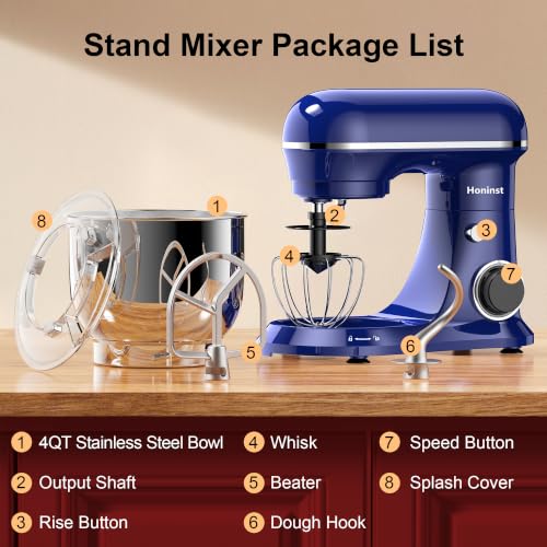 Image of Honinst 4QT Electric Stand Mixer, 10-Speed Tilt-Head Compact Kitchen Mixer