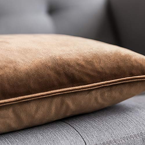 Miulee Pack Of 2 Decorative Velvet Throw Pillow Cover Soft Pillowcase Solid Square Cushion Case For Sofa Bedroom Car 20X20 Inch 50X50 Cm Chocolate #TOP1