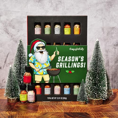 Image of Smokehouse by Thoughtfully Holiday Ultimate Grilling Spice Seasoning Gift Set,Flavors Include Chili Garlic, Rosemary and Herb, Lime Chipotle and More, Christmas Wrap, Set of 20