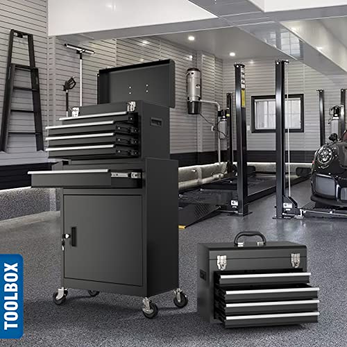 Big Lighting Deals 5-Drawer Rolling Tool Chest, Removable Tool Box With Wheels And Drawers, Tool Storage With Tray And Cabinet Organizer For Garage, Workshop, And Warehouse, Black #TOP5