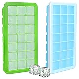 Utopia Home Food Grade Green & Blue Silicon Ice Cube Tray Set - Set of 2 - Total of 42 Ice Cube Molds