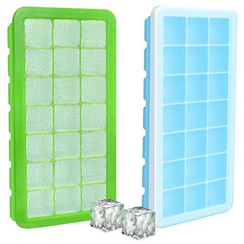 Utopia Home Food Grade Green & Blue Silicone Ice Cube Tray Set - Set of 2 - Total of 42 Ice Cube Molds