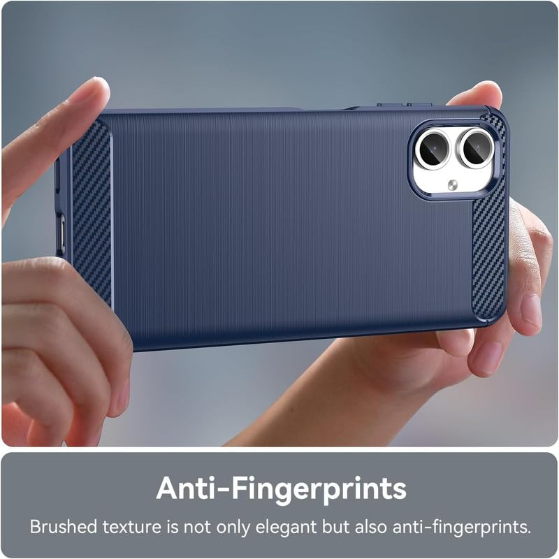 Image of NPRC Hybrid Ultra Slim Protective Case TPU Non-Slip Carbon Fiber Texture Shockproof Case Cover for Samsung Galaxy A06 - Blue