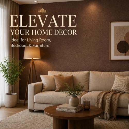 Image of TOTAL HOME Textured Wallpaper for Wall & Furniture | Self Adhesive, Waterproof, Oil Proof PVC Peel and Stick Contact Paper for Almirah, Cupboard, Wardrobe, Bedroom, Living Room (Brown)