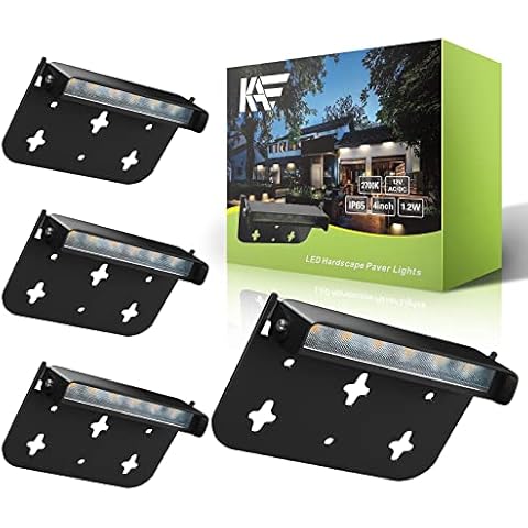 Kaqur 4 Inch 1.2W LED Integrated Hardscape Paver Lighting,12V AC/DC Low Voltage Landscape Lights,Retaining Wall Lights,IP65 Outdoor Step Light,2700K Soft White,ETL Listed,50,000 Hours Lifespan,4-Pack Cover