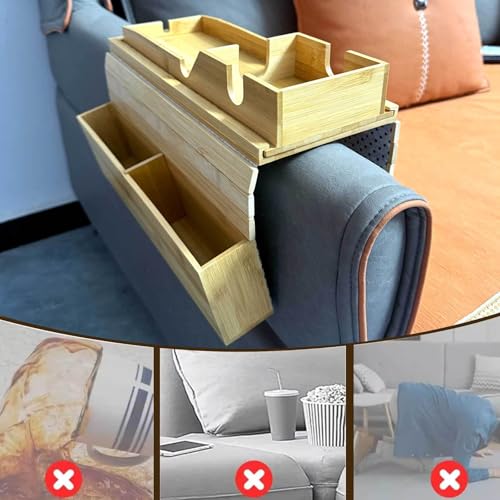 Plateau accoudoir canapé bambou pliable, Ayolofei